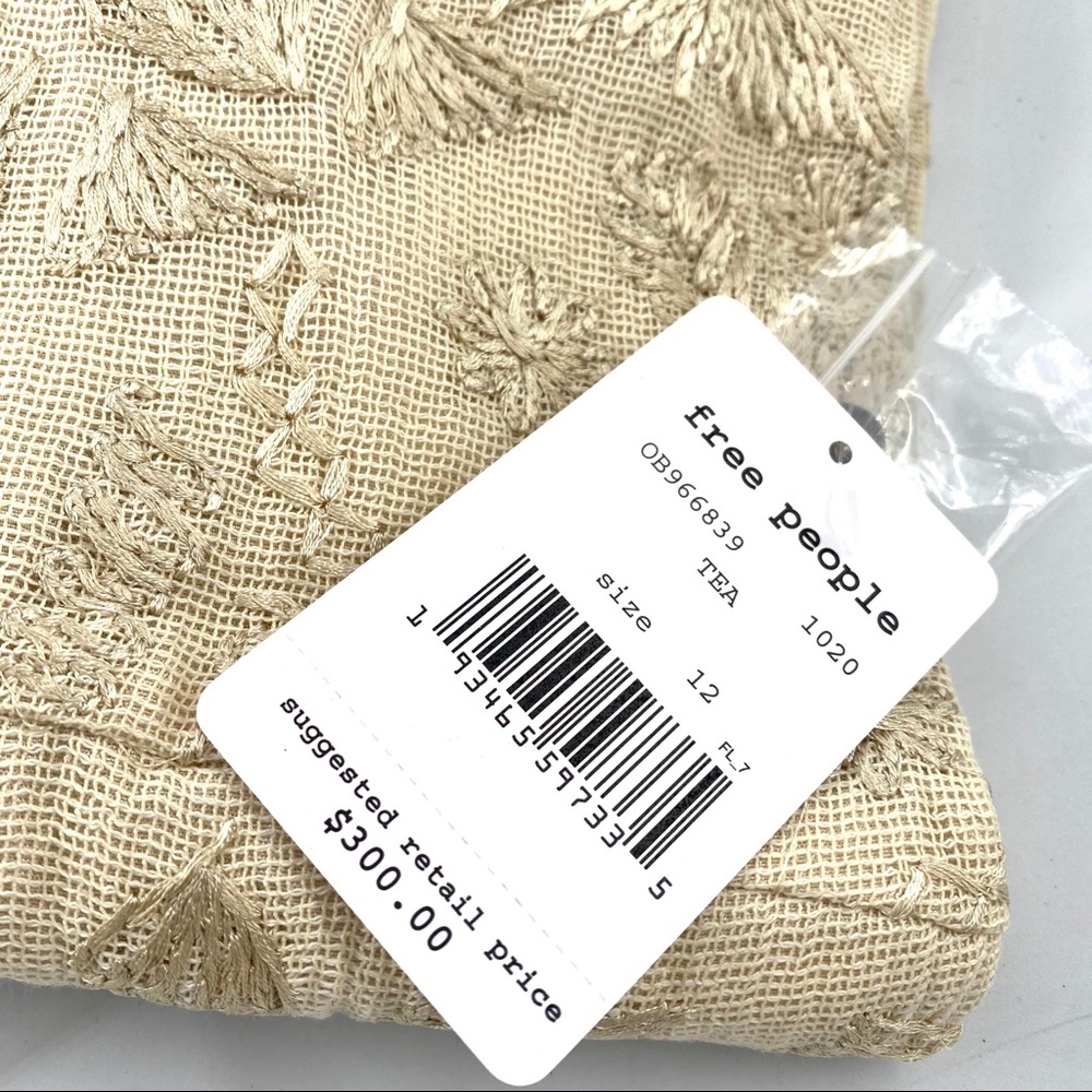 Free People Cleo ivory Embroidered Mini Dress w/ bell sheer sleeves 12 - Picture 3 of 12